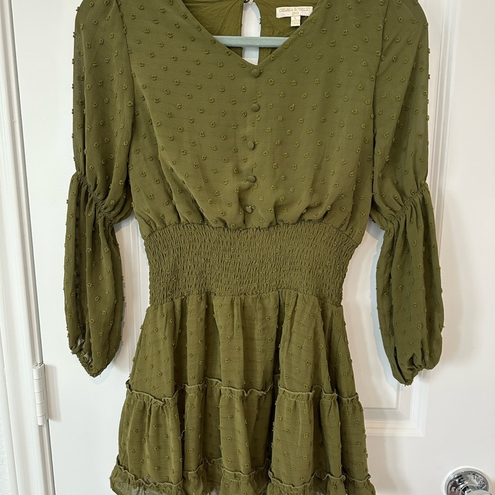 Chelsea & Violet Olive Polka Dot Dress